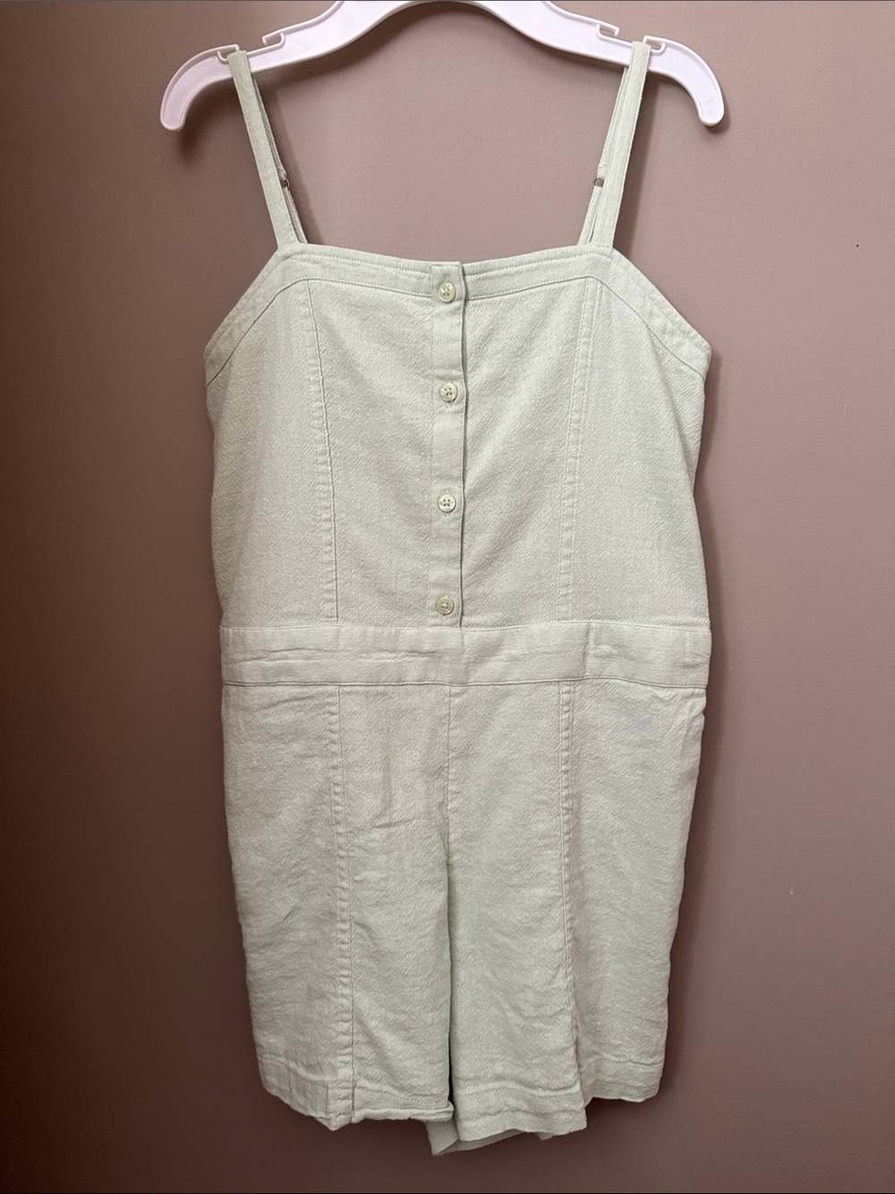 abercrombie kids Pastel Green Button-Front Short Romper Size 13/14